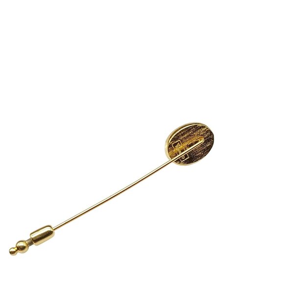 Vintage Crown Trifari Gold-Tone Cameo Stick Pin With Orange & Ivory Oval Portrai - Picture 3 of 4